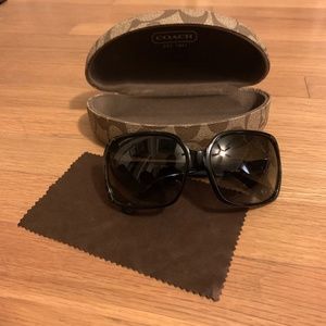 Coach Black Monogram Sunglasses with Case and Monogram Cleaning Cloth